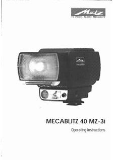 Metz 40 MZ 3 i manual. Camera Instructions.